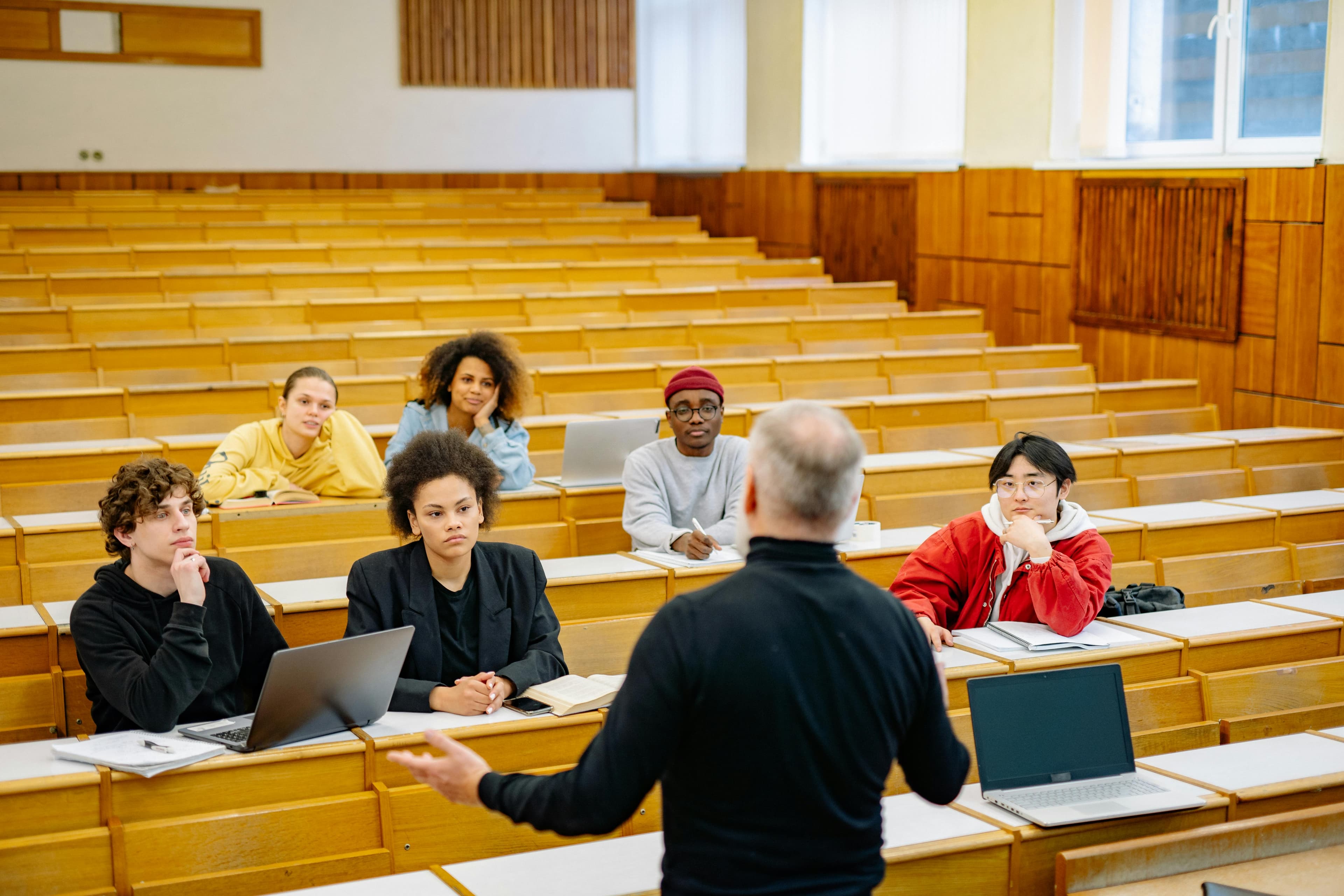 University students in a modern classroom